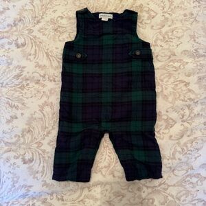 Janie and Jack Green and Blue Plaid Overalls